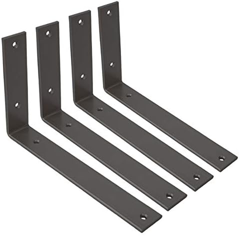 WINKER Shelf Bracket 10 Inch Heavy Duty Black Brackets for Shelves Corner L Bracket for Wall Shelves Metal Iron Shelf Br