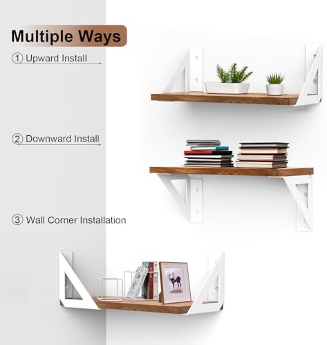 SOGAL White Shelf Brackets 4 Inch Small Floating Shelf Bracket 4 Pack
