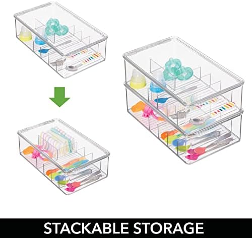 mDesign Stackable Plastic Storage Organizer Container for Kitchen Cabinets, Pantry, Countertops - Holds Kids, Child/Todd