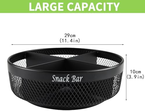 Snack Organizer for Countertop, Metal Turntable Organizer with Divider, 4 Compartment Snack Storage Spinning Snack Tray,
