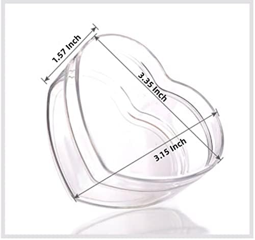 KissYou 24-Pack Acrylic Heart Shaped Box Clear Candy Box, 3.4x3x1.6 Inch