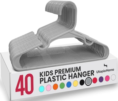 Utopia Home Kids Hangers 40 Pack – 11.5 Inch Baby Closet Hangers Gray
