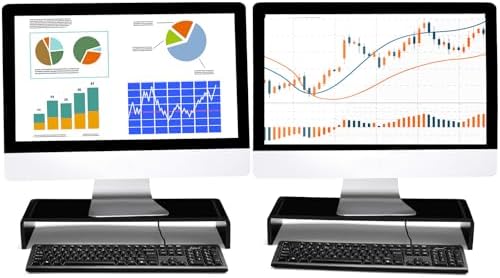Jetec 2 Pcs Acrylic Monitor Stand Desktop Computer, Black, 20 x 8 x 3 Inch