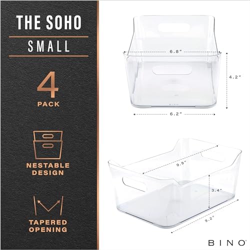 BINO | Plastic Organizer Bins, Small - 8 Pack | The SOHO Collection | Multi-Use Plastic Bin | Pantry & Freezer Organizer