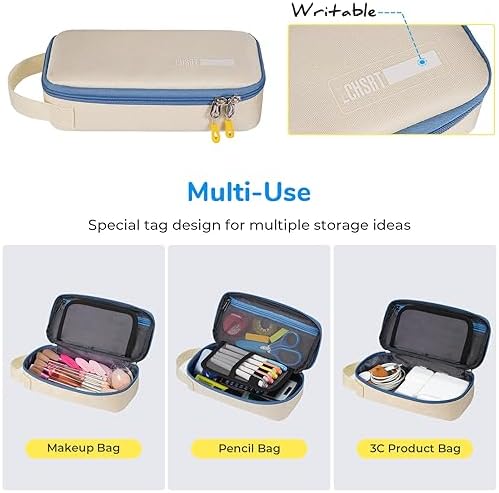 ECHSRT Large Pencil Case, Aesthetic Pen Pouch with Big Capacity, Minimalist Portable Stationery Bag with Handle for Office Organizer Aesthetic Pencil Cases
