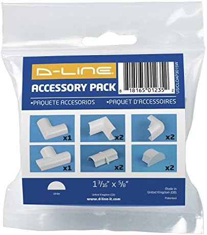 D-Line Medium Cable Raceway Accessory Pack, Join 1.18in x 0.59in Cord Cover Lengths, 10 Accessories Included, Hide Cords