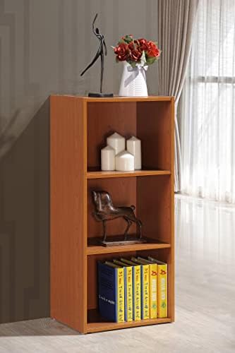 Hodedah Import 3 Shelf Bookcase, Cherry