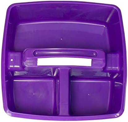 Storex 3-Compartment Small Caddy – Multipurpose Classroom Organizer with Handle, Purple, 5-Pack (00944U06C)