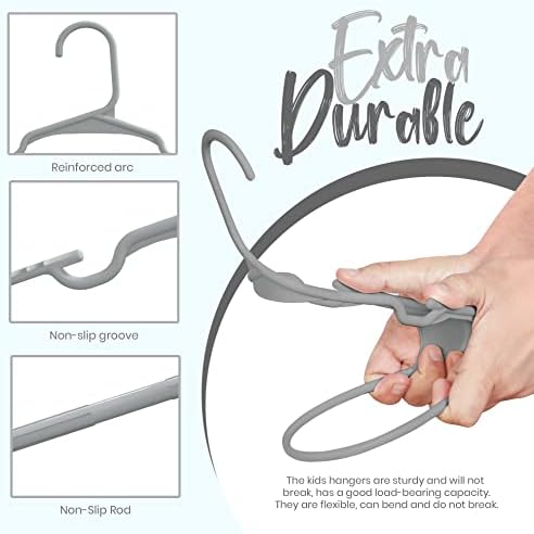 Utopia Home Kids Hangers 60 Pack – 11.5 Inch Baby Closet Hangers Gray