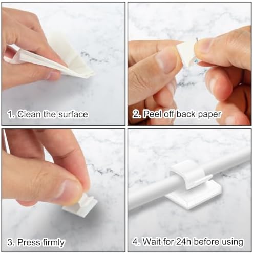 65 Pcs Cable Clips, Adhesive Cable Organizer Cord Holder Wire Clip Wire Management Self Adhesive Hooks Wire Holder for O