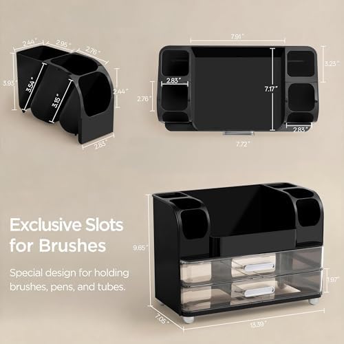 HBlife Makeup Organizer for Vanity with Brush Holder, Cologne Organizer for Men, Large Bathroom Countertop Cosmetic Orga