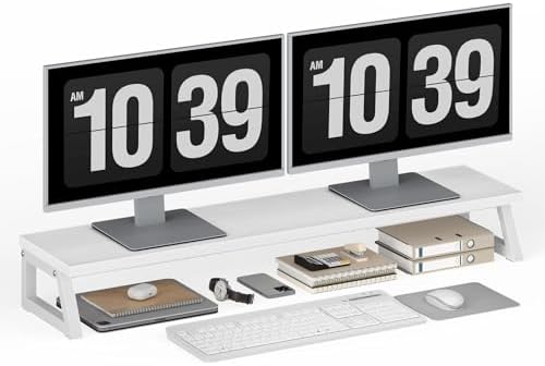 HOOBRO Dual Monitor Stand Riser, 39 Inch Large Computer Monitor Stand for 2 Monitors, Computer Monitor Riser, Desk Shelf