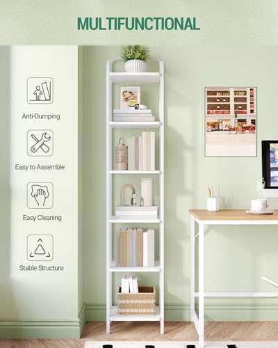Hzuaneri Bookcase Bookshelf, Narrow Book Shelf, Industrial Corner Shelf