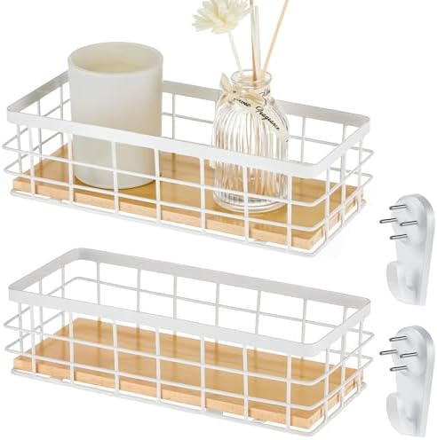 Funrous 2 Pcs Metal Small Wire Basket Wall Hanging Wire Basket Hang Small Bathroom Kitchen Storage Organizer Toilet Pape