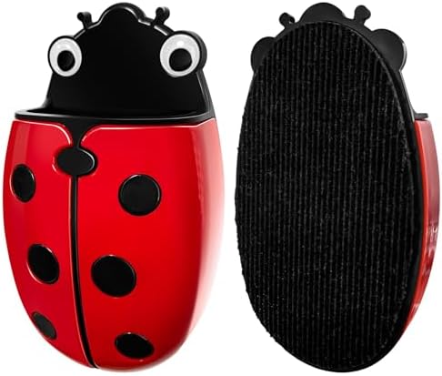 Cute Ladybug Magnetic Pen Holder, Strong Magnet for Glass Whiteboard, Refrigerator & Locker - 2 Pack Marker Organizer, Dry Erase Marker Holder for School, Home & Office (Red)
