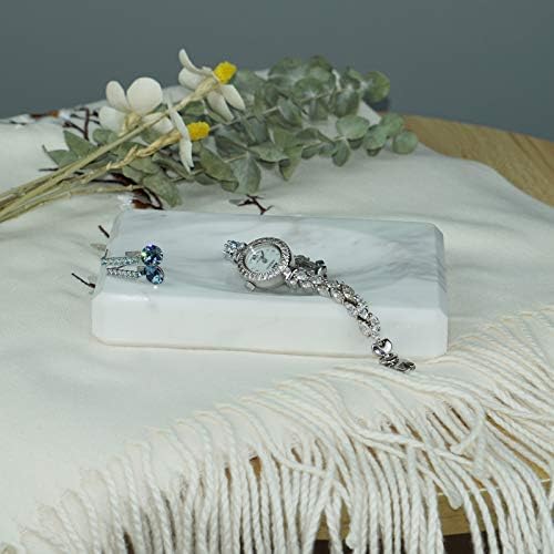 White Soap Dish Tray Marble Soap Holder Trinket Plate for Bathroom Sink Kitchen Countertop Bedroom Vanity Bathroom Acces