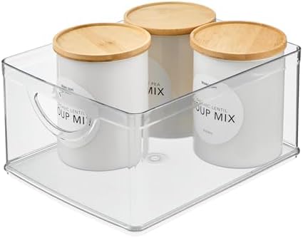 iDesign Plastic Stackable Kitchen Cabinet Storage Bin, Clear