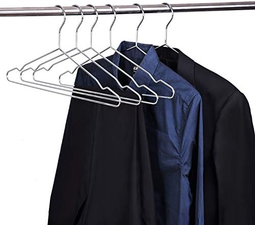 17 Inch Metal Clothes Hanger 20 Pack, 4.0mm Heavy Duty Shirt Blouse Hanger for Coat Suit Bridal Boutique, Space Saving Slim Wire Hanger for Camisole Trousers Wedding Dress（Sliver）