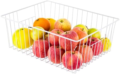 Upright Freezer Organizer Bins， Freezer Baskets for 16, 17, 21 cu.ft Standup Freezer, Wire Storage Baskets with Built-in