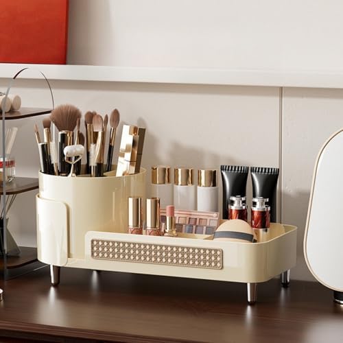 Booklov Rotating Makeup Organizer for Vanity Countertop, Cream