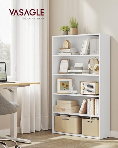 VASAGLE Set of 2 5-Tier Bookshelves with Adjustable Storage Shelves
