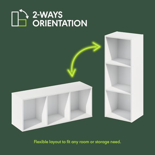 Furinno PASIR Book Shelf, 3-Cube Bookcase, Standing Bookshelf, Open Storage Shelf, Closed Back, Easy Assembly, 9.3 x 12 