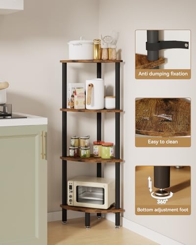 IBUYKE 4 Tier Corner Shelf Stand,Industrial Corner Display Rack WBC014H