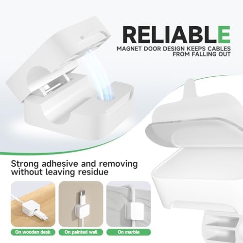 9 White Magnetic Cable Clips