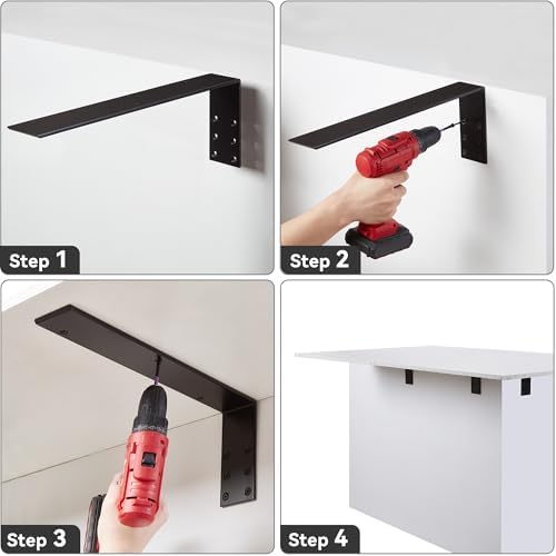 3 Pack Countertop Support Bracket 16"x6"x2.5", Premium Heavy Duty Solid Steel Hidden L Bracket, 1/4" Thick for Granite, 
