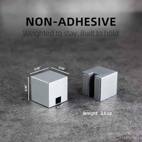 Metal Cord Organizer or Holder, Cable Management, Wire Keeper for Nightstand and Desk - N2U Matte Stainless Steel Cube C