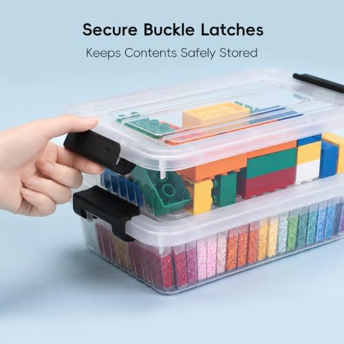 Small Storage Bins with Lids 10 Pack 3Qt Clear Stackable Containers Boxes