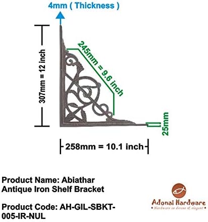 Adonai Hardware Abiathar Natural Raw Antique Iron Shelf Bracket (Supplied as 2 Pieces per Pack) - Natural Unlacquered