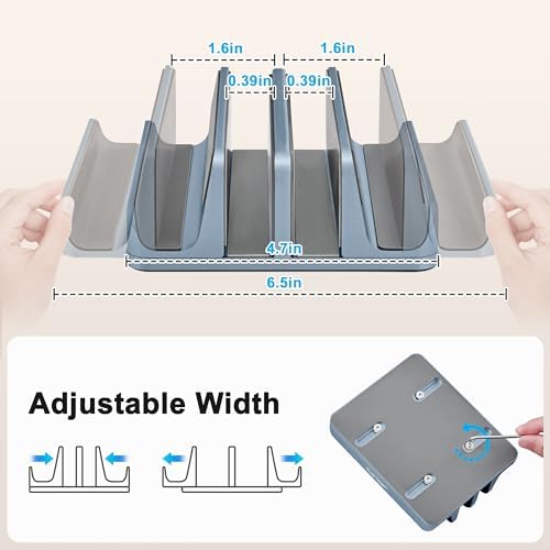 JARLINK 4-in-1 Adjustable Vertical Laptop Stand, Aluminum Holder, Grey