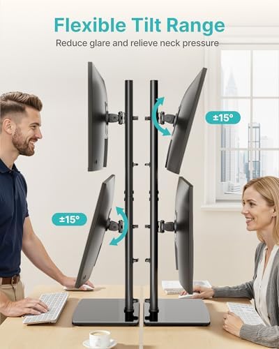 Pegzone Vertical Dual Monitor Stand for 17–34 Inch Screens, Tabletop