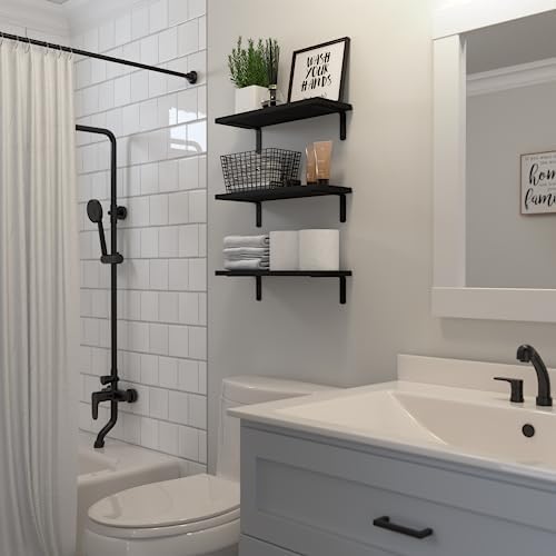 DOLLFIO Floating Wall Shelves, Decor & Storage, Black, 16.5'', 3Pcs