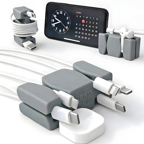 CordBrick 4PK Silicone & Steel Weighted Nightstand Cord Holders. Travel Phone Charger Organizers. Useful iPhone Accessor