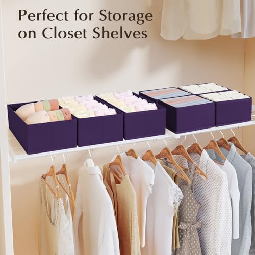 DIMJ Drawer Organizers Clothes, Set of 8 Dresser Organizer Bins, Fabric Closet Organizers and Storage, Shallow Drawer Di