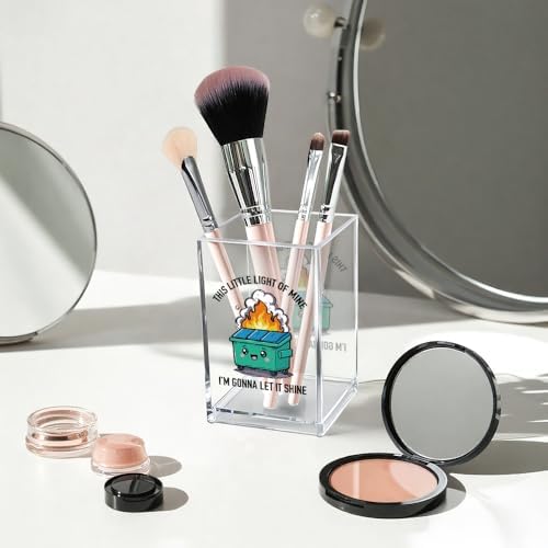 This Little Light of Mine I'm Gonna Let It Shine Acrylic Cosmetic Pencil Pen Holder Cup, Funny Dumpster Fire Pen Holder Cup for Office, Inspirational Sarcastic Work Gifts for Women Men Coworkers