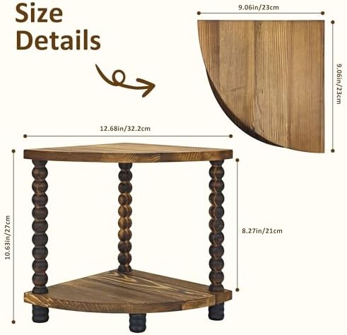 2 Tier Triangle Corner Shelf, Farmhouse Wooden Organizer
