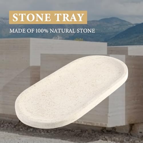 Koville Marble Vanity Tray for Decor, Natural Bathroom Tray for Bathroom Countertop, Stone Decorative Trays for Dresser 