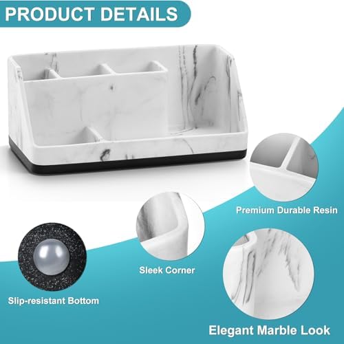 Bathroom Sink Organizer, Toothbrush Holder for Bathroom Counter, White