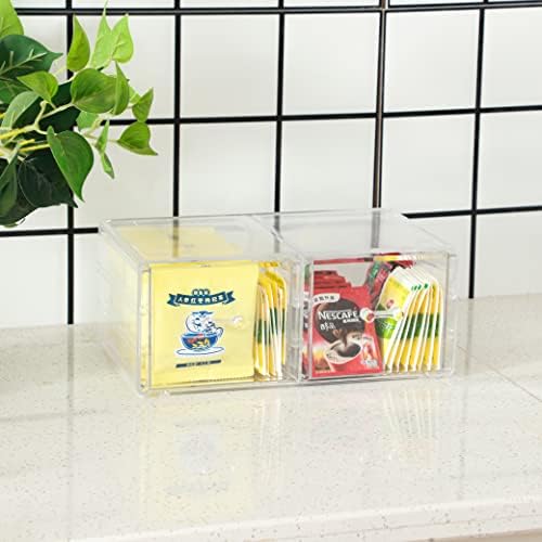 Cq acrylic Clear Stacking Make Up Organizers and Storage With 2 Drawers,4.7" Tall Acrylic Medicine Cabinet Organizer,Pla
