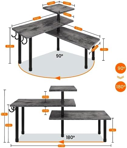 Homode Kitchen Countertop Organizer, 3 Tier Corner Shelf Bathroom Counter Organizer, Wooden Counter Shelf Stand Space Sa