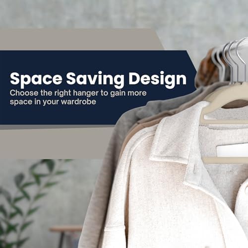50 Pack Velvet Hangers | Non Slip Velvet Hangers for Clothes with Tie Organisers | Space Saving Hangers and 360° Swivel Hooks Wardrobe Storage Organiser