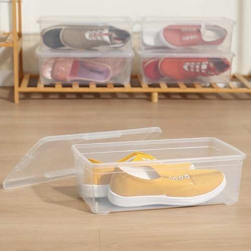 Clear Storage Bins with Lids Shoe Boxes 12 Packs Plastic Storage Containers