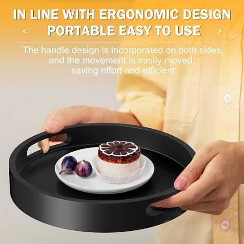 Lazy Susan Organizer Homerays 13 Inch Non-Skid Bamboo Lazy Susan for Kitchen Rotating Spice Rack with Handles, Wood Turn
