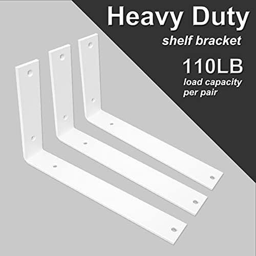 Shelf Brackets 10 Inch Wall L Brackets 8PCS Heavy Duty for Shelves Metal White Rustic Industrial Brackets for DIY Openin
