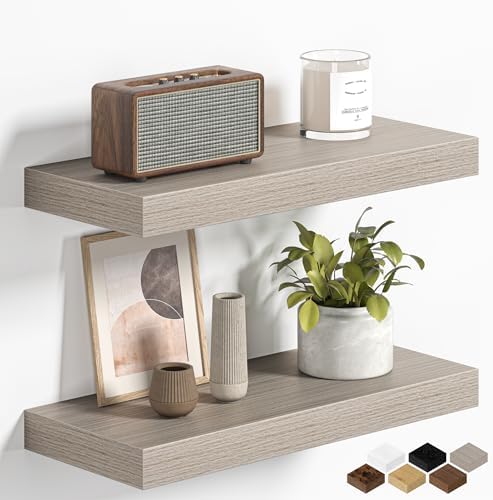Fun Memories Floating Shelves for Wall 16 Inch, Set of 2 – Wall-Mounted Storage & Display Shelf with Invisible Bracket, 