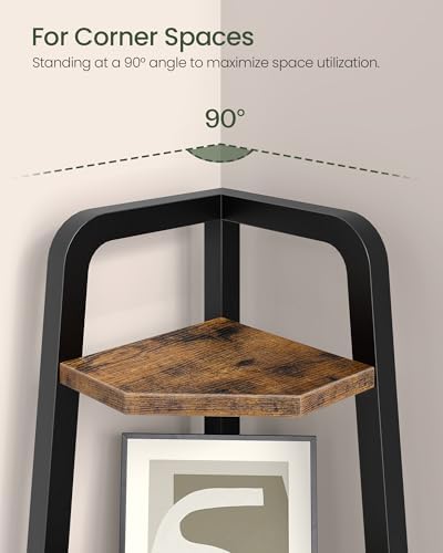 CHOEZON Corner Shelf, 5-Tier Ladder Corner Shelf, Ladder Bookshelf, 59.6" Tall Vertical Display Stand, Metal Frame Books