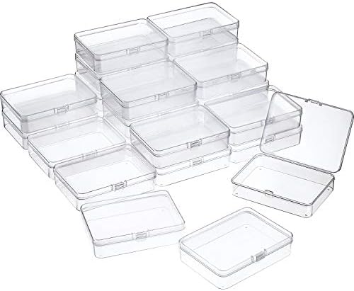 SATINIOR 24 Pcs Small Clear Plastic Container Box, 4.5 x 3.3 x 1.2 in